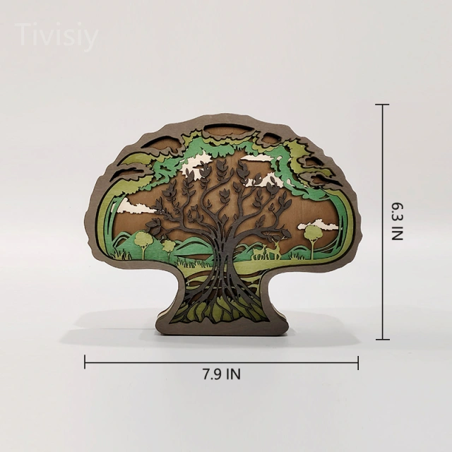 Tree Of Life 3D Wooden Carving,Suitable for Home Decoration,Holiday Gift,Art Night Light